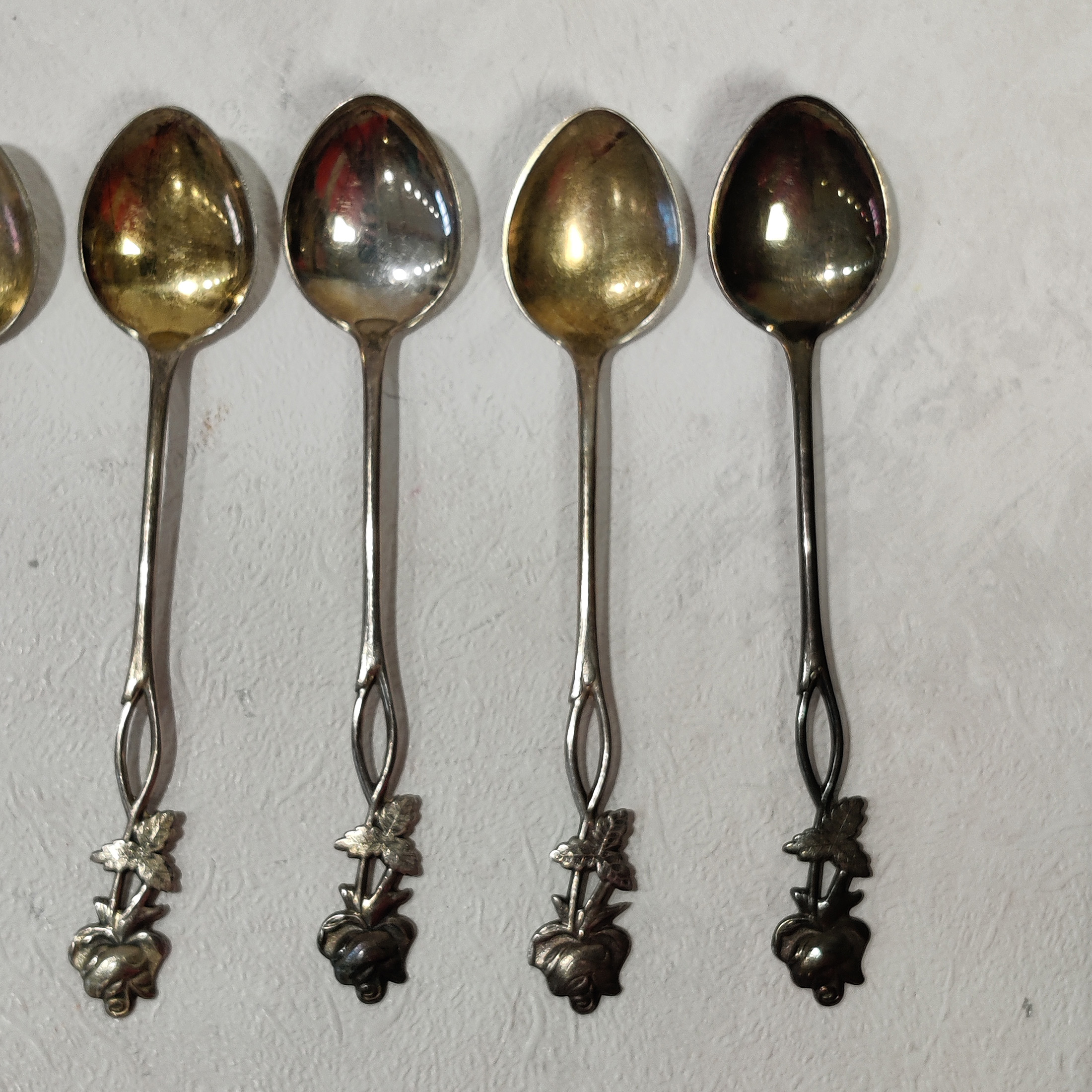 Hopeiset ruusu kahvilusikat, 6 kpl – 830 hopeaa - 4