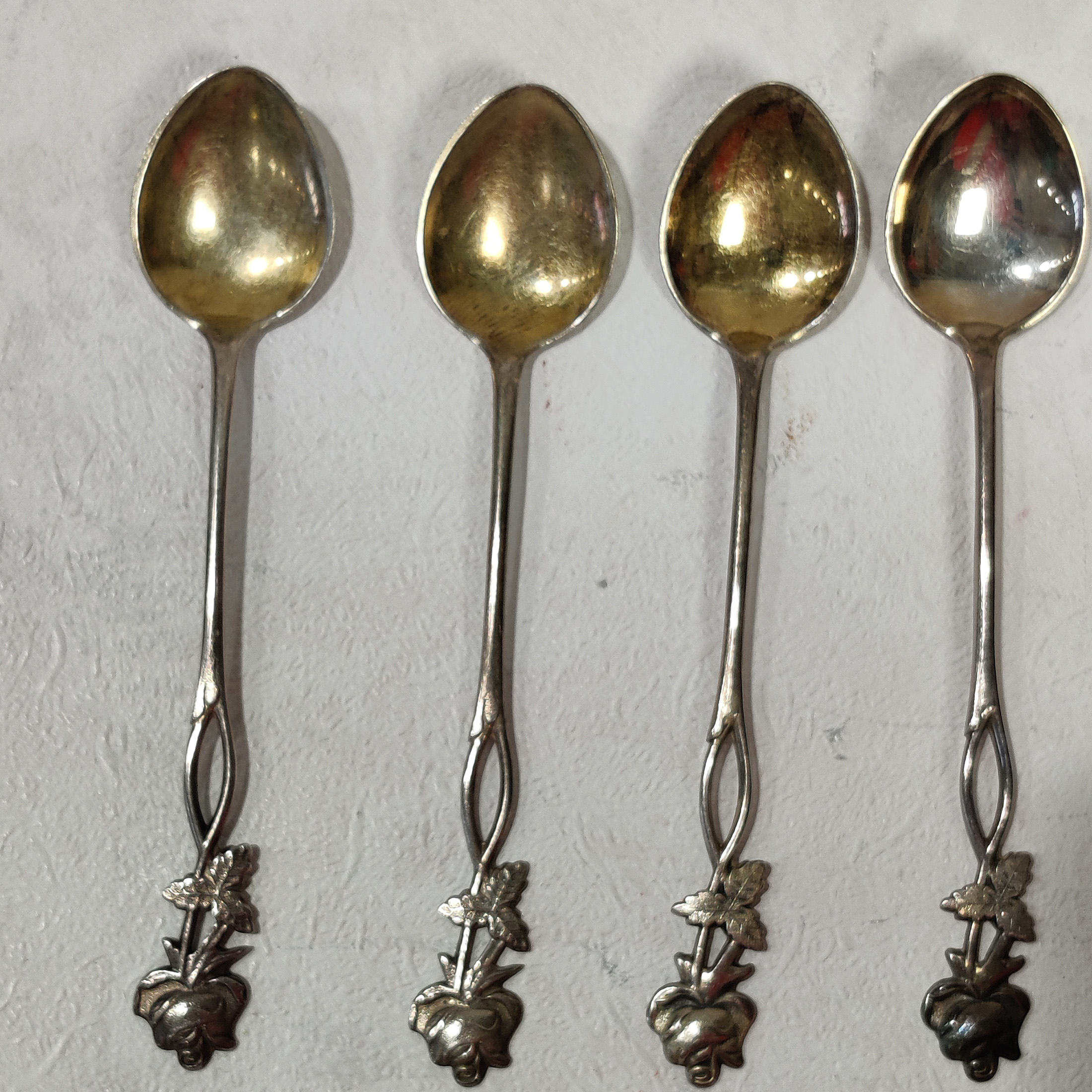 Hopeiset ruusu kahvilusikat, 6 kpl – 830 hopeaa - 5