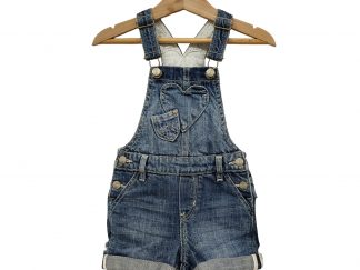 Baby denim overall, heart pattern
