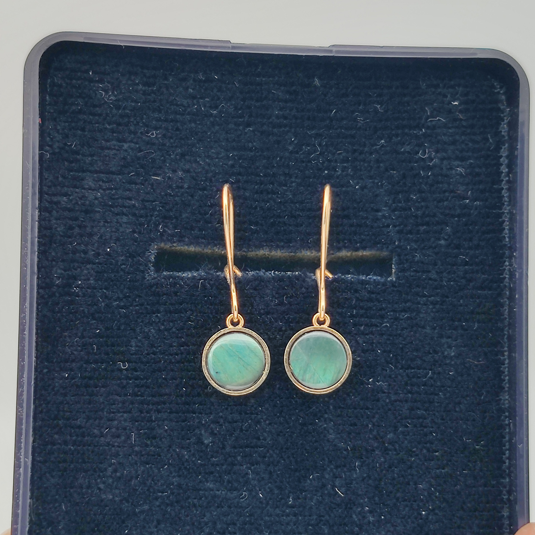 Kultaiset 14k (585) korvakorut spektroliitti - 2