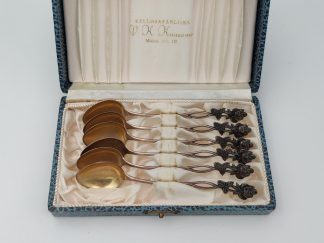 Set of six silver rose coffee spoons from 1961